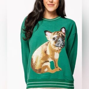 NEW Queen of Sparkles Green French Bulldog Sweatshirt. Size 2XL